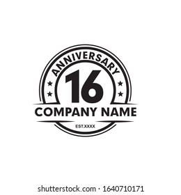 16th year celebrating anniversary emblem logo design vector template