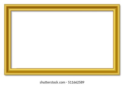 16to9 ratio panorama wide golden vector retro vintage gold picture frame isolated on white background