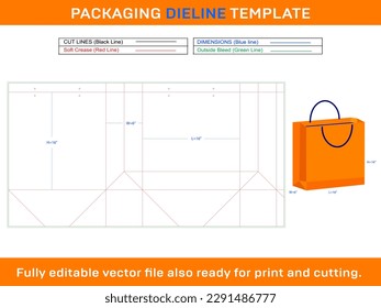 16x6x16 inch Shopping Bag Dieline Template