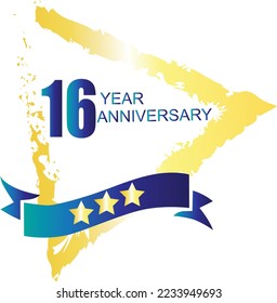 16-year anniversary celebration template, 16-year anniversary celebration logotype colorful design