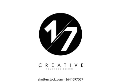 17 1 7 Number Logo Design with a Creative Cut and Black Circle background. Creative logo design.