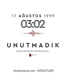 17 ağustos 1999 deprem şehitlerimizi rahmetle anıyoruz. marmara depremi. gölcük depremi. 17 august 1999. 03:02. we didn't forget. We commemorate our earthquake martyrs who lost their lives with mercy.