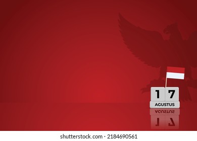17 Agustus Indonesia Independence Day simple Red Background with Simple Icon and Minimalist Effect.