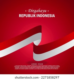 17 Agustus. Kartu ucapan Selamat Hari Kemerdekaan Indonesia. Melambaikan bendera Indonesia terisolasi pada latar belakang putih. Patriotik latar belakang Simbolik ilustrasi vektor