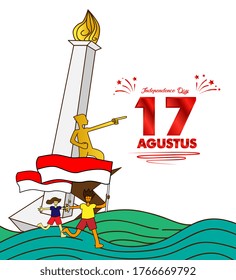 17 agustus is mean Indonesia Independence day, banner template vector with red and white color illustration