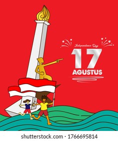 poster kartun 17 agustusan 17 Agustus Mean Indonesia Independence Day Stock Vector Royalty Free 1766695814 poster kartun 17 agustusan