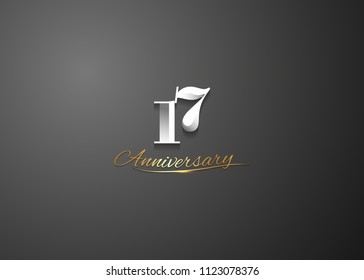 17 Anniversary elegant logotype  design, white colored isolated on black background