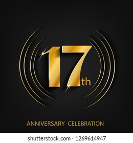 17 anniversary gold with a circle frame and a dark background, giving the impression of luxury