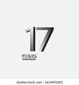 17 anniversary logo with silver. Vector design template elements for your birthday celebration.