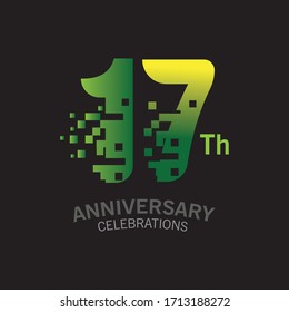 17 anniversary pixel logo template Design for banner Vector template