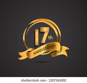 17 Anniversary Template Design Golden Color Stock Vector (Royalty Free ...