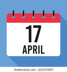 17 April Calendar. Blue Background. Vector Calendar.
