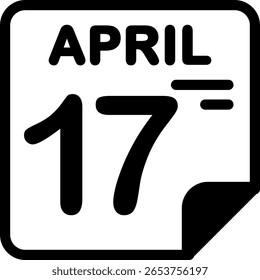 17 abril Calendário Semi Sólido ícone minimalista