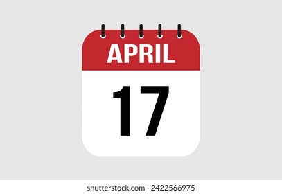 17 April Calendar. April Calendar Vector Illustration.