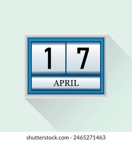 17 April flat daily calendar icon. Vector calendar template for the days of April