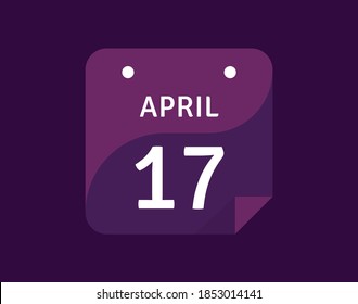 17 April, April 17 icon Single Day Calendar Vector illustration
