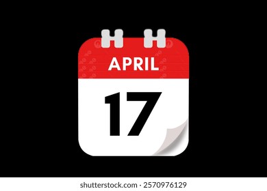 17 April month single day vector, illustration, calendar with red, gray, white and black color background calendar April 17