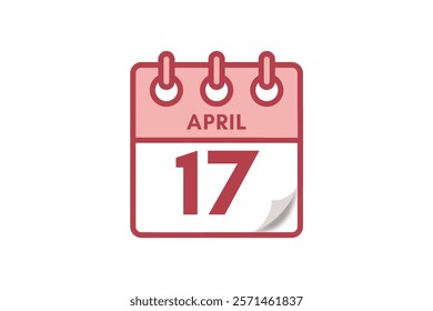 17 April month single day vector, illustration, calendar with maroon, rose and white color background calendar April 17