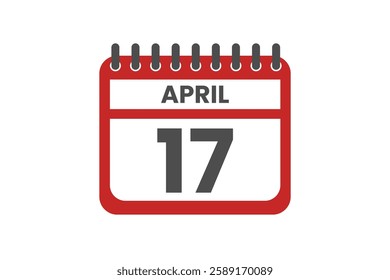 17 April month single day vector, illustration, calendar with red, black and white color background calendar April 17