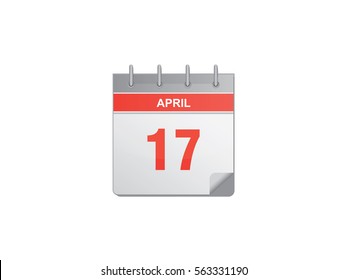 17 April red calendar vector illustration on white background