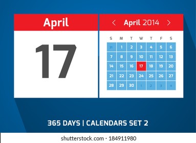 17 April vector day calendar, flat design, Set 2 