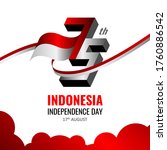 17 August 1945. Happy 75th Indonesia Independence Day. Dynamic Indonesia flag with white background. Good for card, banner, presentation. Vector illustration