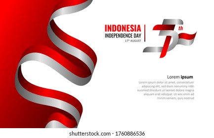 17 August 1945. Happy 75th Indonesia Independence Day. Dynamic Indonesia flag with white background. Good for card, banner, presentation. Vector illustration