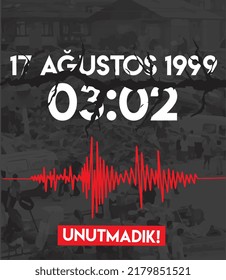 17 august 1999 03.02. we don't forget. Turkish:  17 agustos 1999 unutmadik