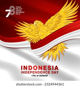 17 August 2023. Indonesia independence day background with garuda bird Vector illustration
