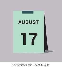 17 august calendar date icon minimal desk calendar vector illustration