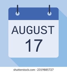 17 August Calendar, Vector Calendar.