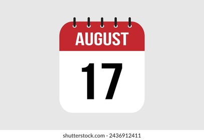 17 August Calendar. August Calendar Vector Illustration.