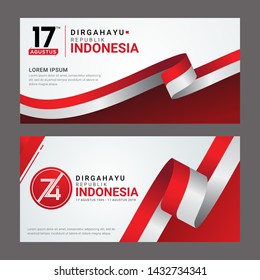 17 August Happy Indonesia Independence day greeting card. Indonesia national day celebration