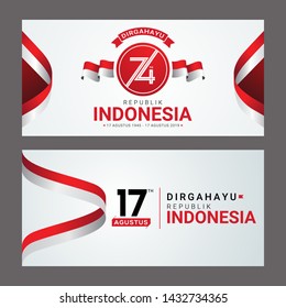 17 August Happy Indonesia Independence day greeting card. Indonesia national day celebration