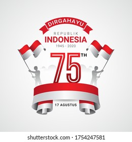 17 August Happy Indonesia Independence day greeting card. Indonesia national day celebration.