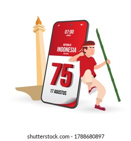 17 August Happy Indonesia Independence day greeting card. Indonesia national day celebration.