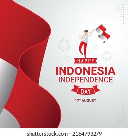 17 August. Happy Indonesia Independence day greeting card. translate from indonesian: happy national day celebration
