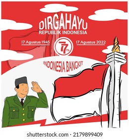 17 August. Happy Indonesia Independence day greeting card. translate from indonesian,happy national day celebration VECTOR