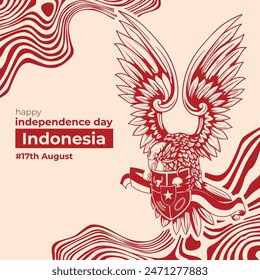 17. August ist Indendence Day in Indonesien 78. Und das nationale Emblem heißt Garuda Pancasila mit kreativen Dekorationshintergrund