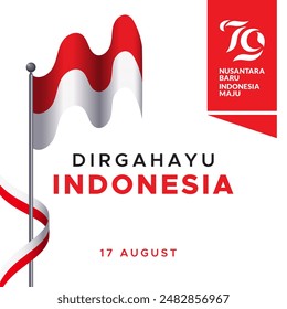 17 August independence. Design template for celebrating the 79th independence day of the Republic of Indonesia, August 17. Independence celebration concept with red and white colors. Proclamation day