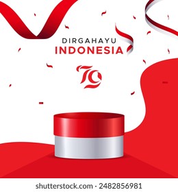 17 August independence. Design template for celebrating the 79th independence day of the Republic of Indonesia, August 17. Independence celebration concept with red and white colors. Proclamation day