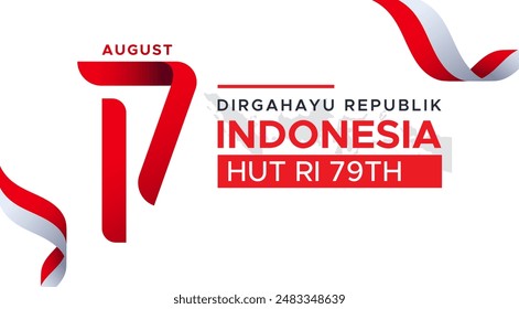 17 August independence. Design template for celebrating the 79th independence day of the Republic of Indonesia, August 17. Independence celebration concept with red and white colors. Proclamation day