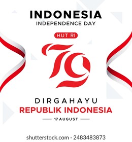 17. August Unabhängigkeit. Design-Vorlage zum 79. Unabhängigkeitstag der Republik Indonesien, 17. August. Unabhängigkeitsfeier-Konzept mit roten und weißen Farben. Proklamationstag
