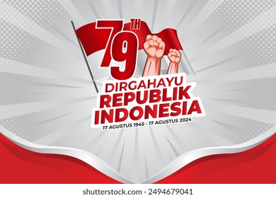 17 August independence. Design template for celebrating the 79th independence day of the Republic of Indonesia, August 17. Independence celebration concept with red and white colors. Proclamation day