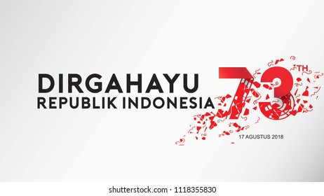 17 August. Indonesia Happy Independence Day greeting card, banner, and texture background logo