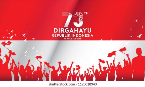 17 August. Indonesia Happy Independence Day greeting card, banner, and texture background logo