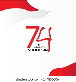 17 August. Indonesia Happy Independence Day greeting card, banner, and texture background logo red - Vector