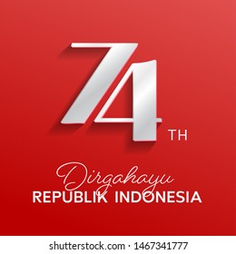 17 August. Indonesia Happy Independence Day greeting card, banner, on red background. dirgahayu it's means 
longevity. 17 agustus 2019 it's means : 
August 17, 2019