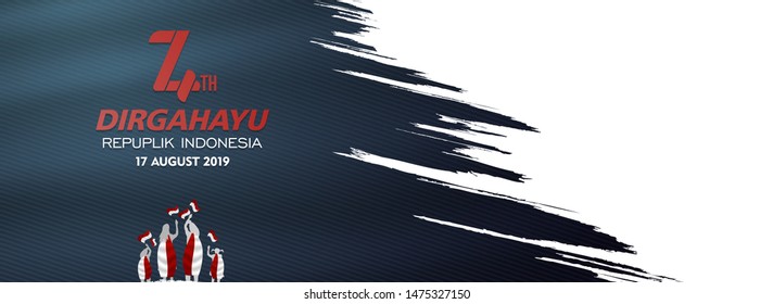 17 August. Indonesia Happy Independence Day greeting card, dirgahayu republik indonesia, 74th anniversary, translation: long live the republic of indonesia