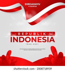 17 August. Indonesia Happy Independence Day greeting card, banner design